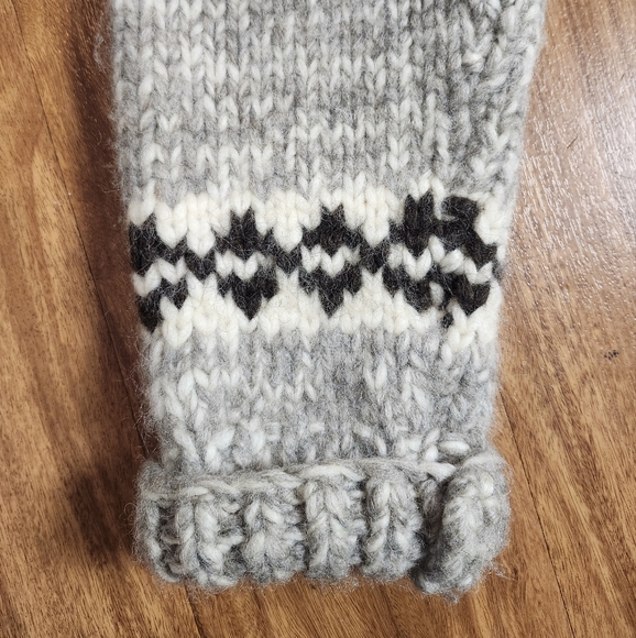 Vintage Wool Zippered Sweater Cardigan, Handmade Cowichan Style Sweater Large - Picture 10 of 12